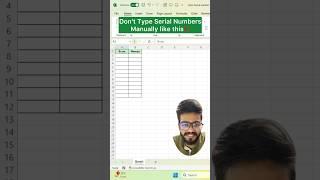 Don't type serial no manually in Excel‼️Instead Use Amazing Function #exceltricks #exceltips #shorts