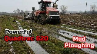 Powerful Case Quadtrac 620 ploughing in Pure Mud - Luca Madone