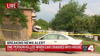 1 dead after car crashes into home in South City