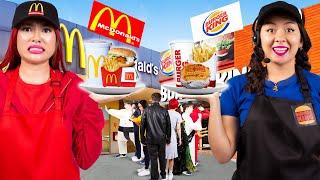 MC DONALDS VS BURGERKING DRIVE-THRU CHALLENGE | I BUILD MY OWN RESTAURANT BY CRAFTY HACKS PLUS