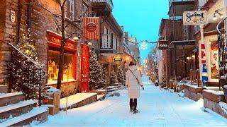 [4K] Alice in Winter Wonderland Snow Walk in Old Quebec City at Early Morning️ Dec. 2023