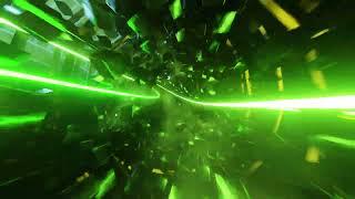 4K VJ loop. Flight in abstract green sci-fi tunnel. Infinitely looped animation.