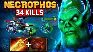 34 Kills Necrophos Insane Damage 7.37d 7000 MMR | Dota 2 Gameplay