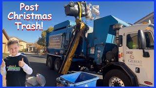 Garbage Trucks Dump Full Bins Post Christmas!