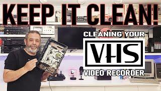 CLEANING your VHS VCR - Video Head Cleaning on a Panasonic Blue Stripe Video Tape Recorder