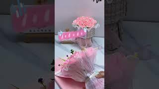 How to wrap satin ribbon flower bouquet,tutorial on ribbon rose flowers packing #gift #diy #handmade