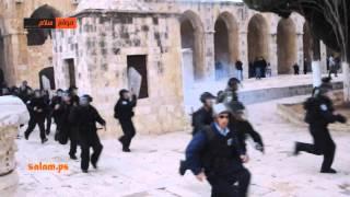 موقع سلام | فيديو اقتحام المسجد الاقصى Israeli police storm Al-Aqsa Mosque compound