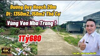 Giảm 100 Triệu Bán Đất 1350m2 có Thổ Cư Đường 7m Ven Nha Trang 1ty680, đất xã diên tân diên khánh