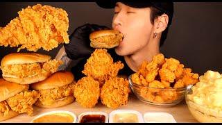 ASMR MUKBANG KFC FRIED CHICKEN & CHICKEN SANDWICHES & POPCORN CHICKEN & MAC N CHEESE (No Talking)