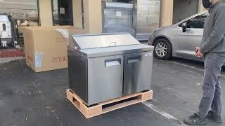 cooler depot  48 inches 2 Door Stainless Steel Refrigerated Sandwich Prep Table