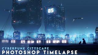 Cyberpunk Cityscape | Photoshop Timelapse | Sci-fi Concept Art