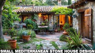 Bring the Mediterranean into your small stone house | Add some flowers to the front yard