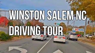 WINSTON SALEM NC-DRIVING TOUR - VIRTUAL DRIVE DOWNTOWN - TOURING THE CITY - 4K