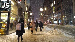 Montreal's Famous St Catherine Street Snowfall Walk (Feb 2023)