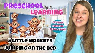 5 Little Monkeys Nursery Rhyme and Preschool Learning