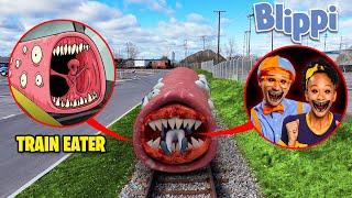 DRONE CATCHES TRAIN EATER EATING BLIPPI & MEEKAH! (BLIPPI EXE)