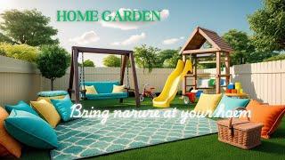 "Ultimate Home Garden Makeover: Kids' Paradise with Carpet, Swing, Slide & More!"