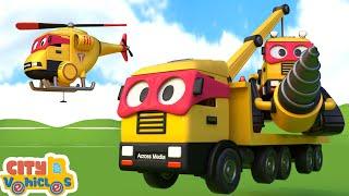 Road Repair by construction Vehicles - drill truck ,Wheel Loader and Dump Trucks for Kids.