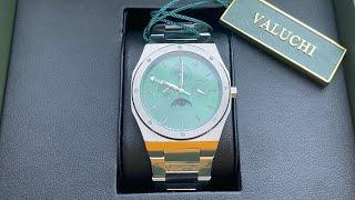 Men's Valuchi watch Lunar Calendar - Silver Green 40MM