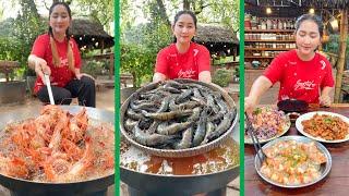 "Crispy Shrimp Fry and Cook Delicious" Chef Sros cooks salad, rolling and crispy | Cooking with Sros