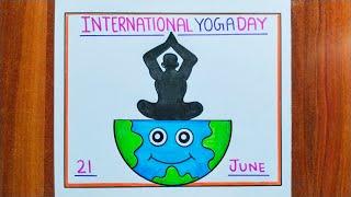 International Yoga Day Drawing / Yoga Day Poster Drawing / Yoga Day Drawing Easy / Yoga Day Chart