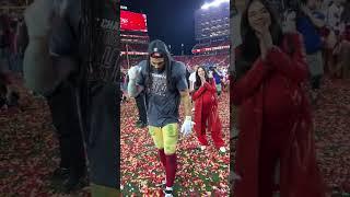 Fred Warner celebrates w/ fans after NFC Championship W 