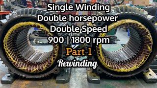 Motor Rewinding | Rewinding  Variable torque Motor | Double speed Data Diagram 1&2 star connection