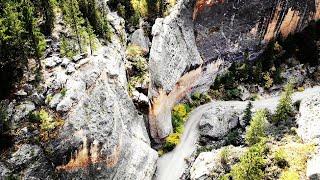 4K Drone Footage - Crazy Woman Canyon Wyoming - Weathered & Polished Granite Canyon - DJI Mavic Air