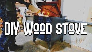 DIY Workshop stove wood burner self build PLANS, sawdust, shavings and wood