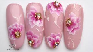 One stroke nails , easy flowers nail art with acrylic paints. Best Nail Art Ideas