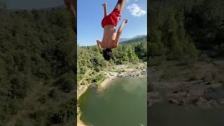 HOW HIGH WAS THIS? #cliffjump #bridgejump #flip #crazy #parkour