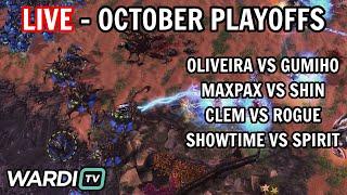 LIVE : WARDITV OCTOBER PLAYOFFS - CLEM VS ROGUE & MORE [StarCraft 2]