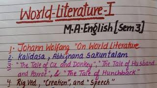 World Literature 1 | M.A. English Semester 3 | Panjab University Chandigarh