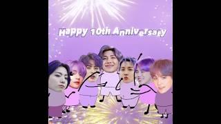 Happy 10th Anniversary BTS #bts #animation #rm #jin #jhope #yoongi #taehyung #jungkook #jimin