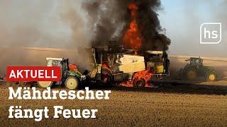 Mähdrescher in Flammen: Landwirte verhindern Großbrand | hessenschau