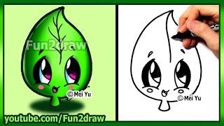 How to Draw Cute Easy - Leaf Earth Day - Fun2draw | Online Drawing Tutorials