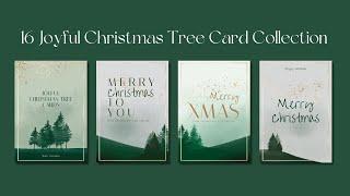 Joyful Christmas Tree Cards: 16 Unique Watercolor Designs for Postcards, Decor, Digital Holiday Card