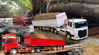 TURUN GUNUNG TERJANG SUNGAI ‼️ RC MOBIL QUESTER TRAILER DAN HINO 500 MUATAN OFERLUD PASIR