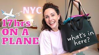 WHAT'S IN MY PERSONAL ITEM BAG? | 17 HOUR LONG HAUL FLIGHT IN ECONOMY | Flying to NYC!