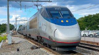 Fast Passenger Trains in New England ft. Amtrak Acela Express at its 150 MPH Top Speed - Summer 2024