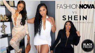 FASHION NOVA VS SHEIN CLOTHING HAUL | SISTER RATES MY OUTFITS @AshleyDeshaun