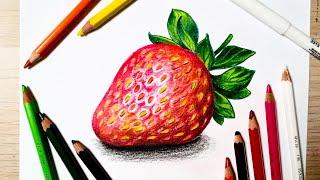 How to draw a realistic strawberry: Full step by step narrated tutorial / JAK NAKRESLIT JAHODU