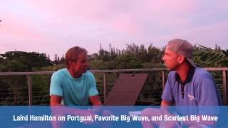 Wesley Stewart founder of Urban Surf 4 Kids talks w/ Laird Hamilton on Nazare,Portugal.