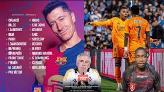 Voici le Groupe de Barca contre Brest sans un cadre Ancelotti Va mettre Mbappé à la place de Vini.