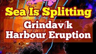 Grindavík Harbour: Sea Splitting For Eruption, Iceland Svartsengi Fissure Volcano, Earthquake Depth