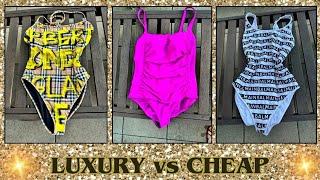 Swimwear cheap vs luxury Amazon vs Burberry+Balmain