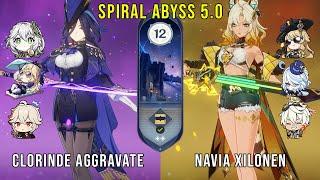 C0 Clorinde Aggravate and C0 Xilonen Navia | Genshin Impact Abyss 5.0 Floor 12 9 Stars