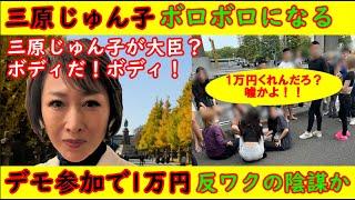 【三原じゅん子】ボロボロになる「大臣？　あり得んやろ！」【デモ参加で1万円】不可思議な騒動が発生「反ワク」の仕業か「勧ワク」か「愉快犯」か