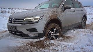 Volkswagen Tiguan in winter on a country road