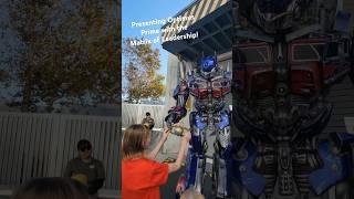 I got to present Optimus Prime with the Matrix of Leadership! He was surprised! #transformers